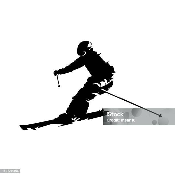 更滑雪 孤立的向量輪廓高山滑雪向量圖形及更多滑雪圖片 - 滑雪, 滑雪橇, 矢量圖