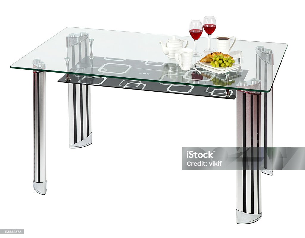 table de salle à manger moderne à plateau de verre - Photo de A la mode libre de droits