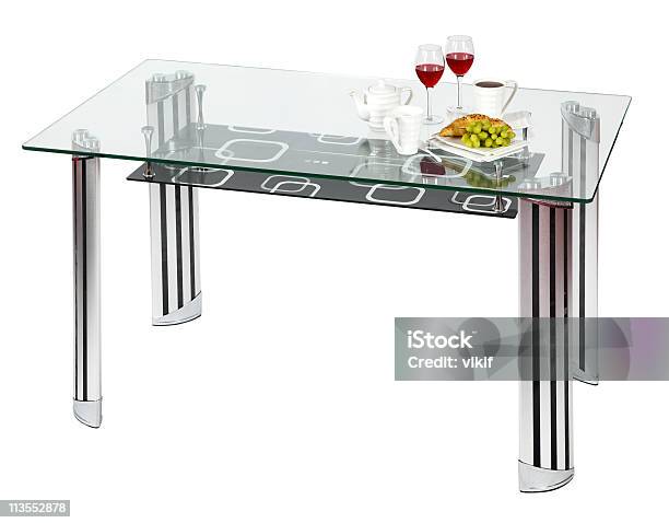 Foto de Moderna Mesa De Jantar Com Tampo De Vidro e mais fotos de stock de Aço - Aço, Bule de Chá, Chá - Bebida quente