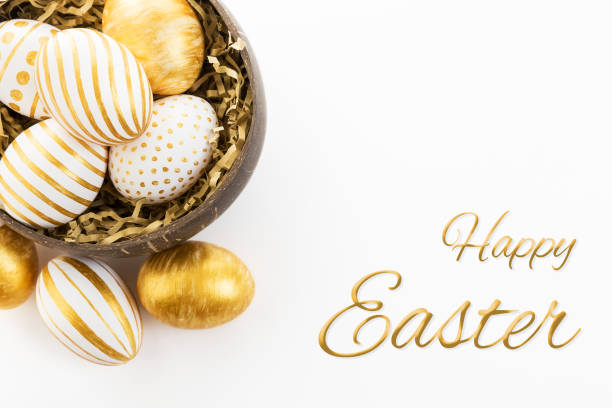 istock Gift card with colorful easter eggs and camomiles. 1135529819