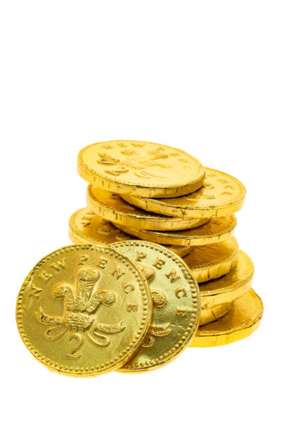 czekoladowe monety - chocolate coins zdjęcia i obrazy z banku zdjęć