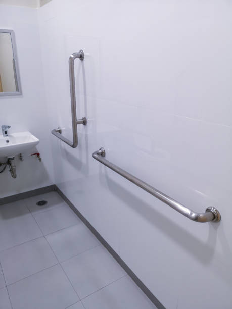 istock Railings Mounted On Wall In Bathroom 1135532586