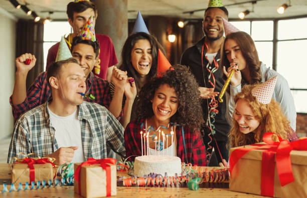 istock Friends having fun at birthday party 1135533514