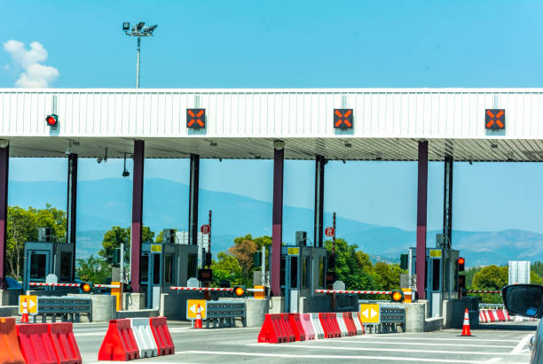 Empty pay toll check point - Toll booths at highway