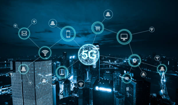 istock Wireless communication network concept.Panorama of Modern City 1135537830