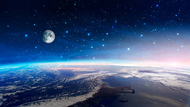 istock Space scene. Colorful nebula with earth planet and moon with stars. https://eoimages.gsfc.nasa.gov/images/imagerecords/92000/92104/ISS054-E-44629_lrg.jpg https://moon.nasa.gov/resources/77/the-near-side-of-the-moon/ 1135537979