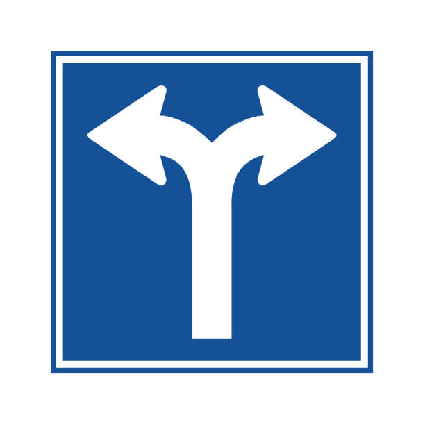 ilustrações, clipart, desenhos animados e ícones de forquilha no sinal de tráfego da estrada - two lane highway illustrations