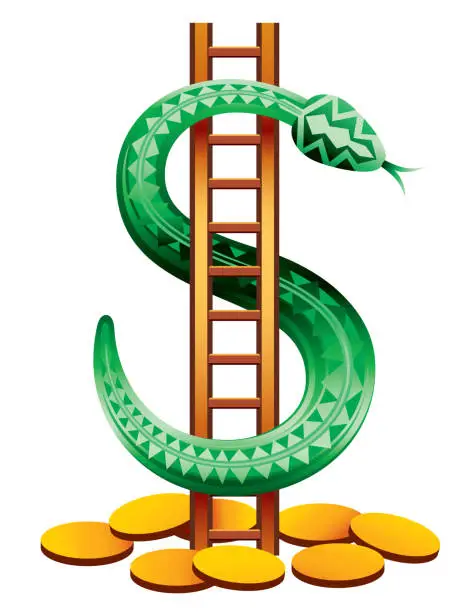 Vector illustration of Snake and Ladder Dollar Investment Symbol