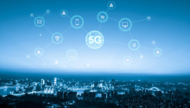 istock Wireless communication network concept.Panorama of Modern City 1135539657