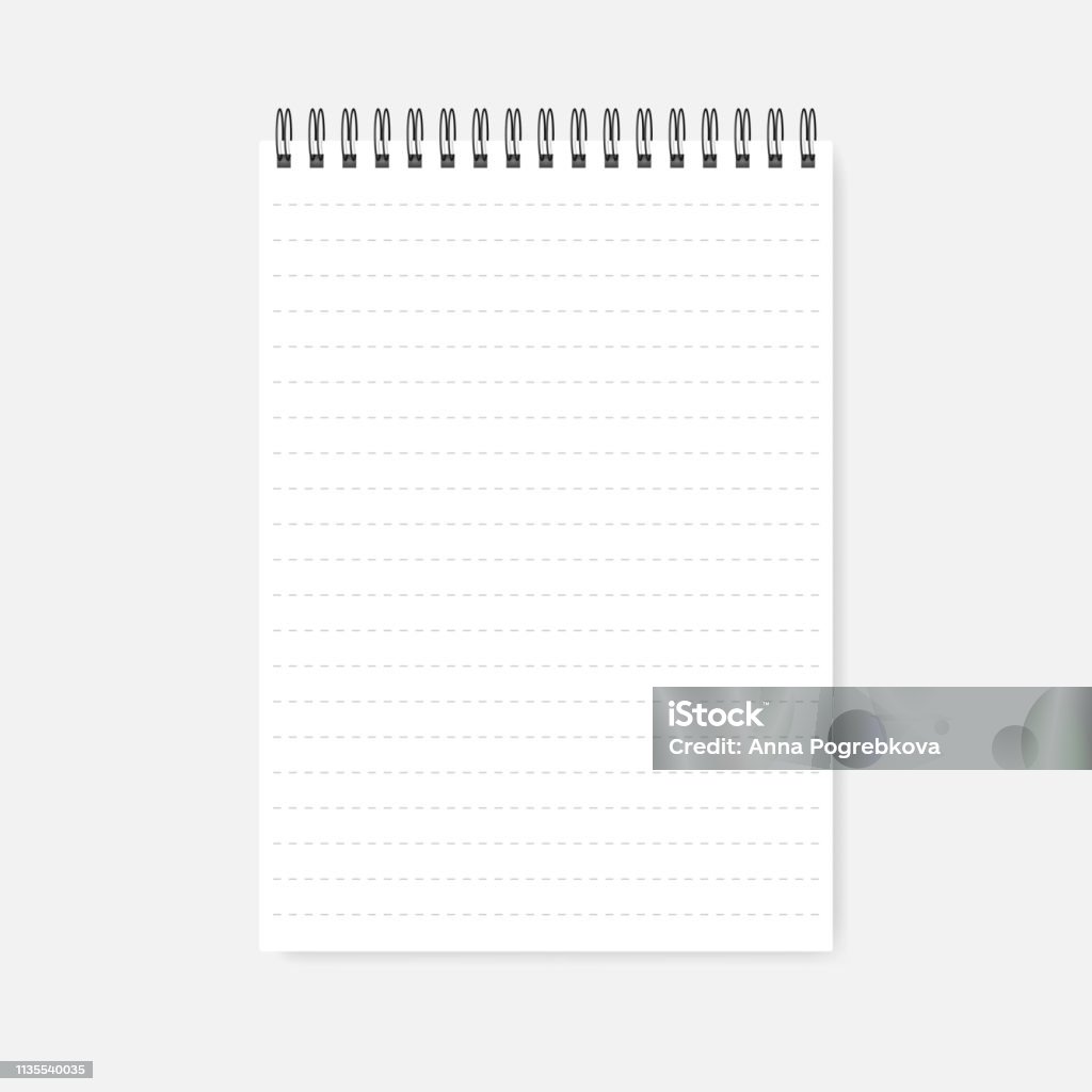 Top Wire Spiral Dashed Lined A4 Note Book Realistic Vector Mockup Stock ...