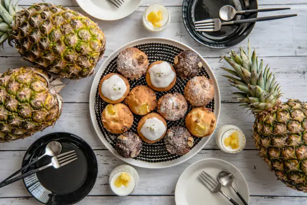 Photo of muffins with fresh pineapple