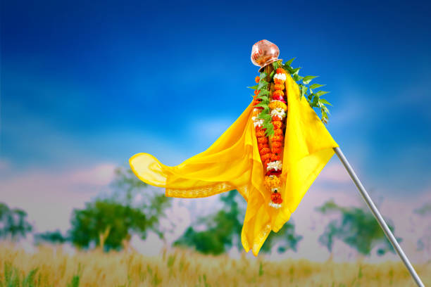 Gudi Padwa Marathi New Year Gudi Padwa Marathi New Year village maharashtra stock pictures, royalty-free photos & images