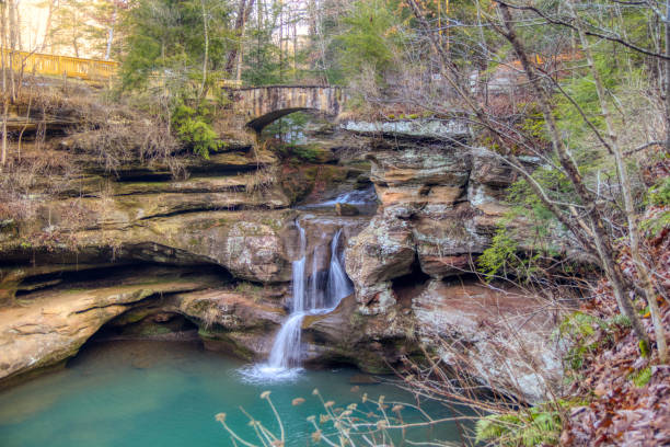 istock Beautiful Waterfall Landscape At Old Mans Cave In Hocking Hills Ohio 1135542394