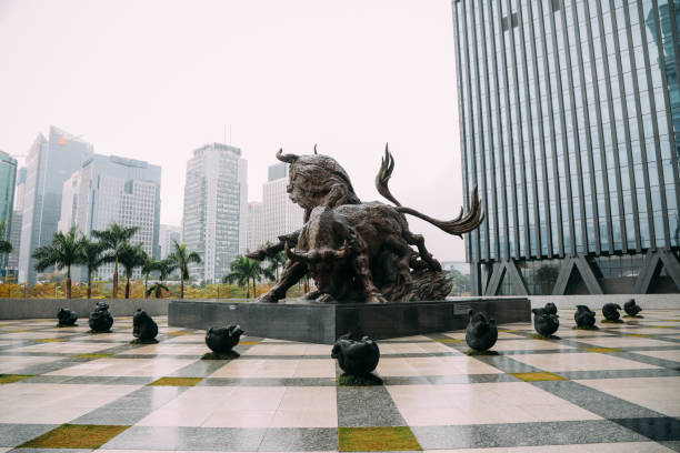 shenzhen stock exchange business downtown district - stock market china shenzhen asia imagens e fotografias de stock