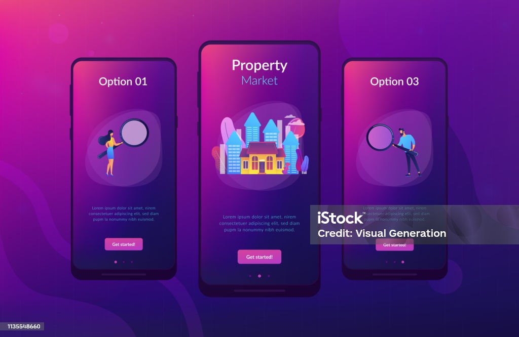 Real State App Interfaces Real Estate App Interface Template Stock Illustration - Download Image ...