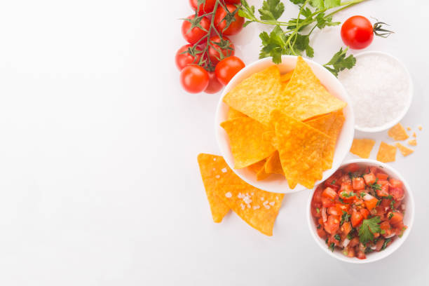 istock Mexican tomato salsa with tortilla chips 1135550562