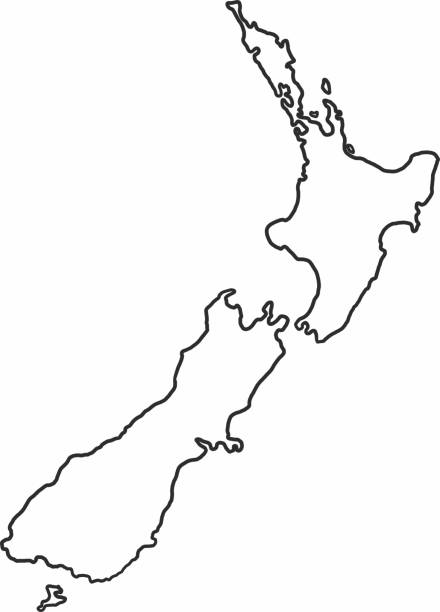 ilustraciones, imágenes clip art, dibujos animados e iconos de stock de bosquejo a mano alzada mapa de nueva zelanda sobre fondo blanco. - auckland region