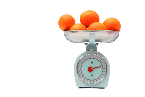Food weight scale isolated on white