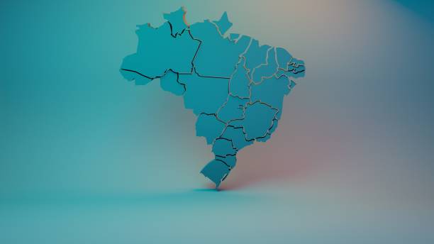 istock 3D Brazil Map With States 1135554491