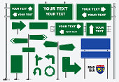 Set of green road signs isolated, for brochure, flyer, cover book and other printing design.