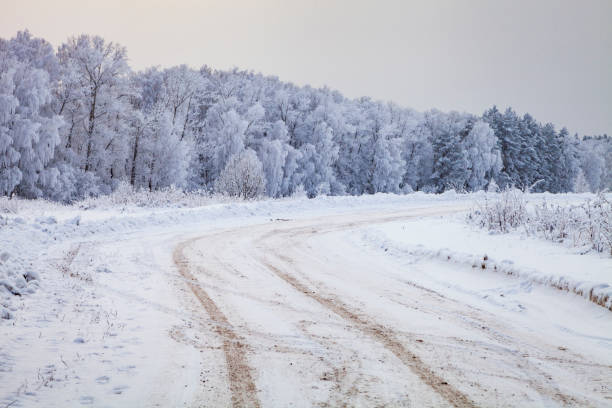 istock Country road after a snowfall. 1135555122