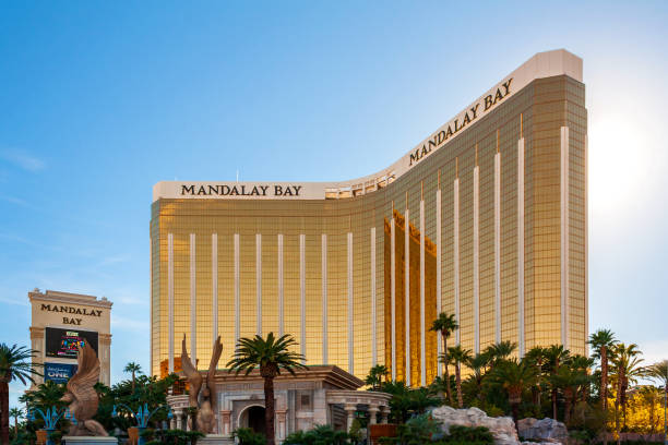 Las Vegas, Nevada / USA - February 27 2019: Front view of the Mandalay Bay Resort and Casino located on the famous Las Vegas Strip.