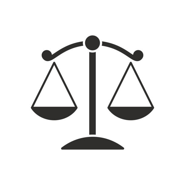 simbol keadilan di latar belakang putih - neraca timbangan ilustrasi stok