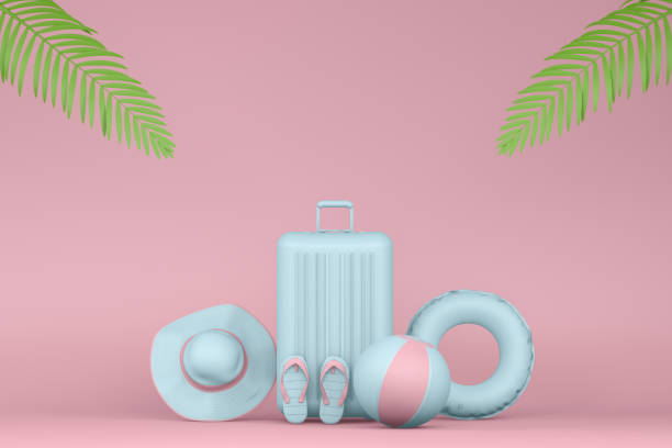 Minimal Summer and Travel Concept with Palm Leaf