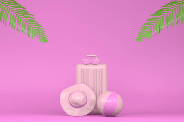 istock Minimal Summer and Travel Concept with Palm Leaf 1135564707