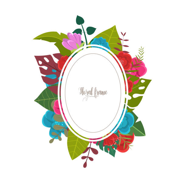 istock Elegant design illustration of floral frame template with text inside 1135573935