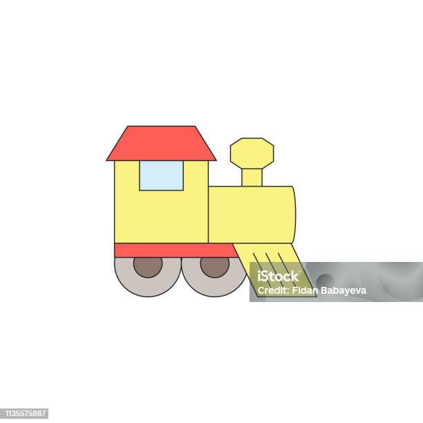 Cartoon Toy Train Colored Icon Signs And Symbols Can Be Used For Web Logo Mobile App Ui Ux Stock Illustration - Download Image Now