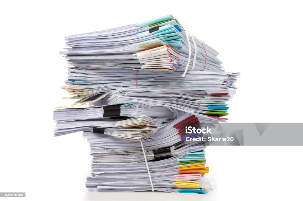 Document Stack Isolated Stack Of Documents Isolated On White Background Documents Pile Stock ...