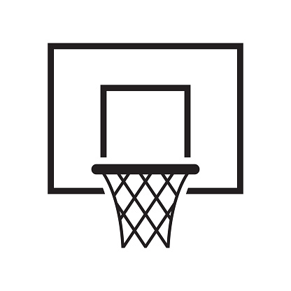 Black basketball basket icon. Vector illustration