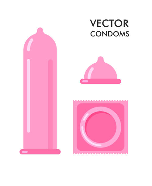 Vector condom and packages icon. Vector condom and packages icon. Contraception concept. Sealed and open condoms isolated on white background. phallic object stock illustrations