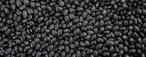 istock Black beans uncooked full background, banner, top view 1135581272
