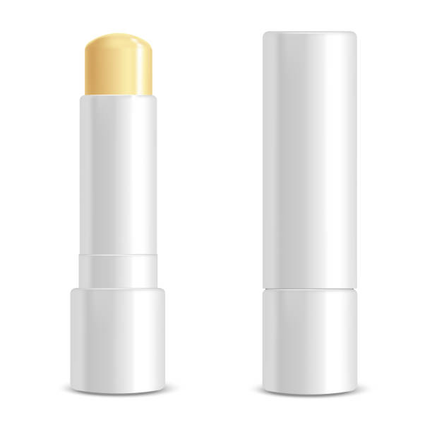 realistyczny 3d szczegółowe white blank lip balm stick szablon mockup zestaw. wektor - lip balm obrazy stock illustrations