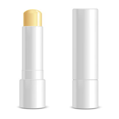 Realistic 3d Detailed White Blank Lip Balm Stick Template Mockup Set Female Cosmetic for Care. Vector illustration of Lipstick