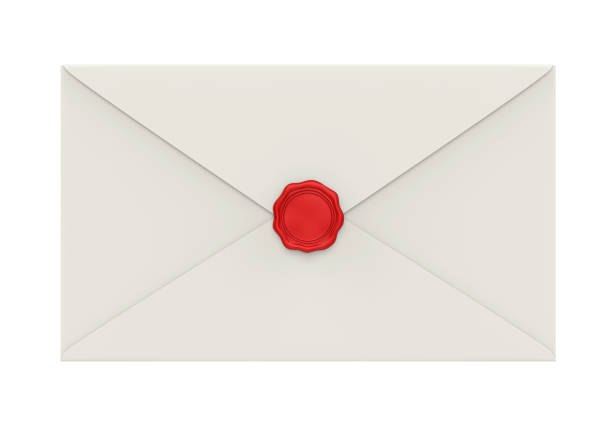 envelope com o selo vermelho da cera isolado - red asia send mail - fotografias e filmes do acervo