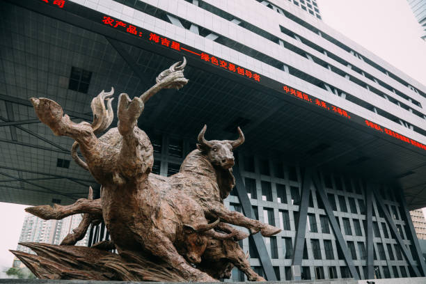 Shenzhen, China - 02 25 2017: Shenzhen stock exchange in financial district of Shenzhen, China. Shenzhen stock exchange is one of the three biggest stock markets in China.