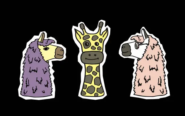Vector illustration of Animals stickers