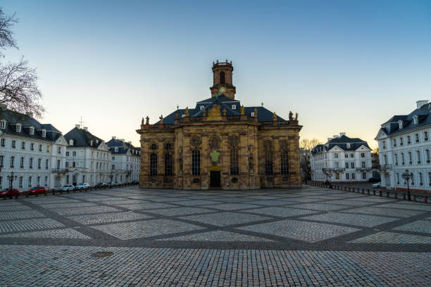 Germany, Ancient ludwigskirche church in old saarbruecken stock photo