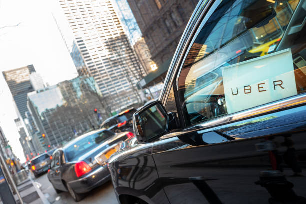 Uber car service in New York City stock photo