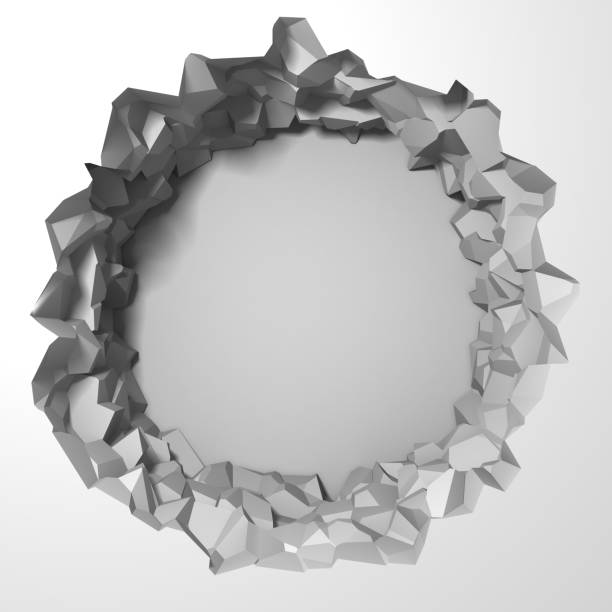 istock Dark destruction cracked hole in white stone wall 1135584849