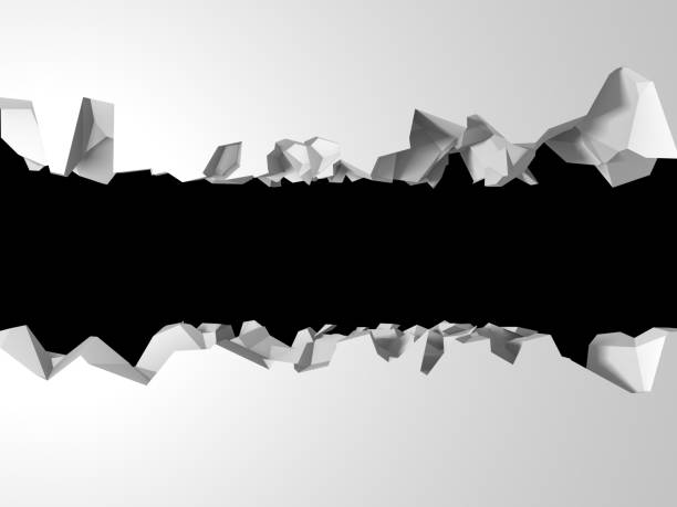 istock Dark destruction cracked hole in white stone wall 1135585512