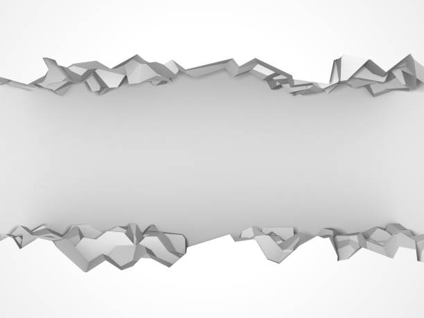 istock Dark destruction cracked hole in white stone wall 1135585830
