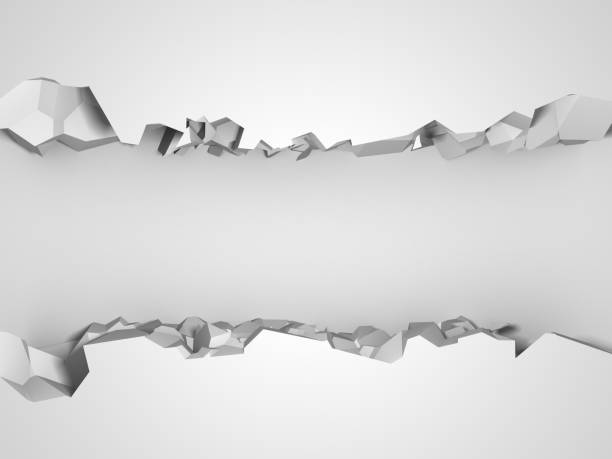 istock Dark destruction cracked hole in white stone wall 1135585886
