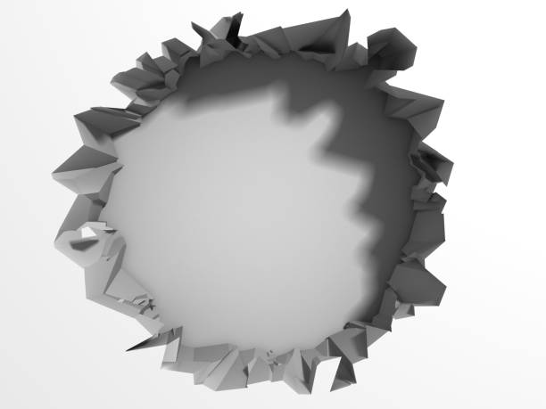 istock Dark destruction cracked hole in white stone wall 1135585893