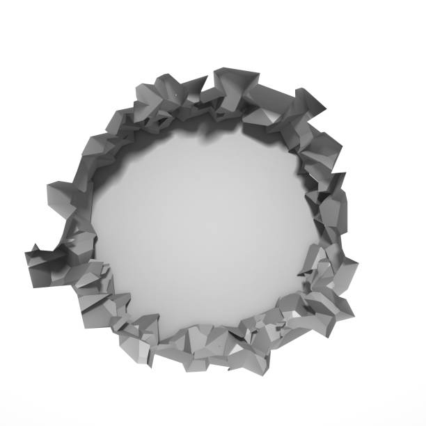 istock Dark destruction cracked hole in white stone wall 1135585939