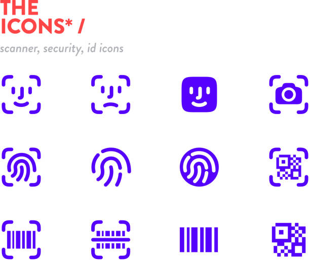 ilustraciones, imágenes clip art, dibujos animados e iconos de stock de iconos de escáneres, vector. 48x48 pixel perfecto. trazo editable. iconos de seguridad e identificación de escáneres - fingerprint identity id card biometrics