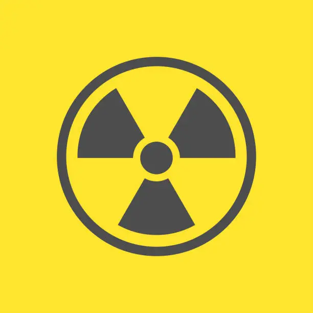 Vector illustration of Radioactive warning yellow sign. Radioactivity warning vector symbol. EPS 10